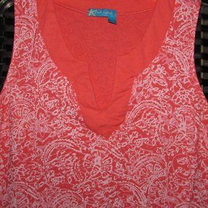 CORAL SHIFT DRESS-LOUNGE SUMMER-V NECK-SLEEVELESS